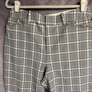 Ava And Viv Cream Plaid Ankle Pants 16 High‎ Rise Stretch NWT Preppy Career
